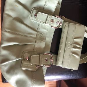 Coach Green Purse and Wallet (Light Olive Green)